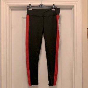 Kyodan new 7/8 length running pants key pocket in waist. Black with side pink